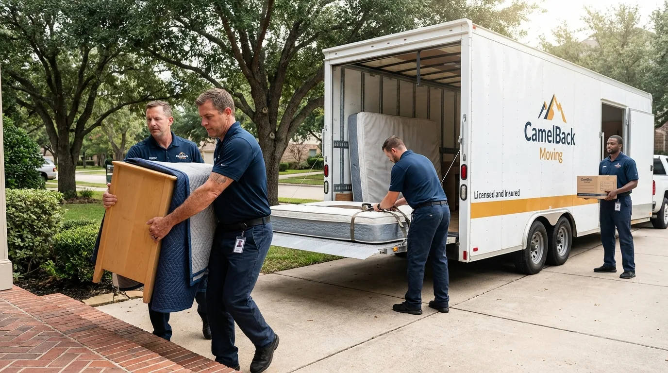 Crew loading residential truck for cross-state move from Altamont, KS