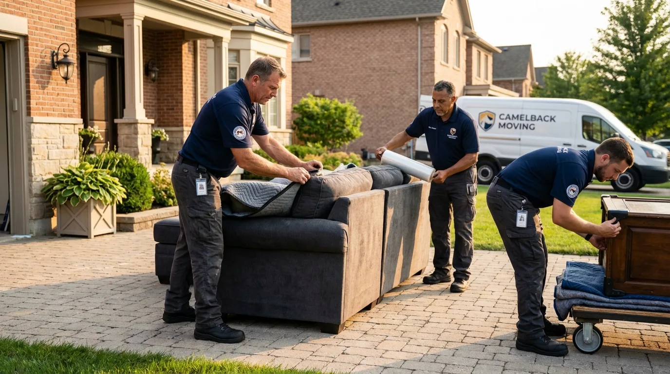 Large estate moving crew wrapping furniture in Altamont, KS