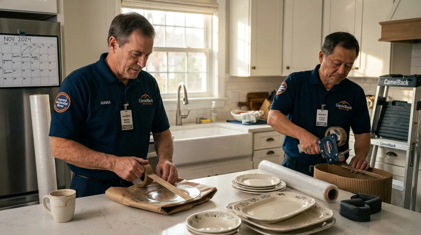 Professional crew packing kitchen dishware in Altamont, KS